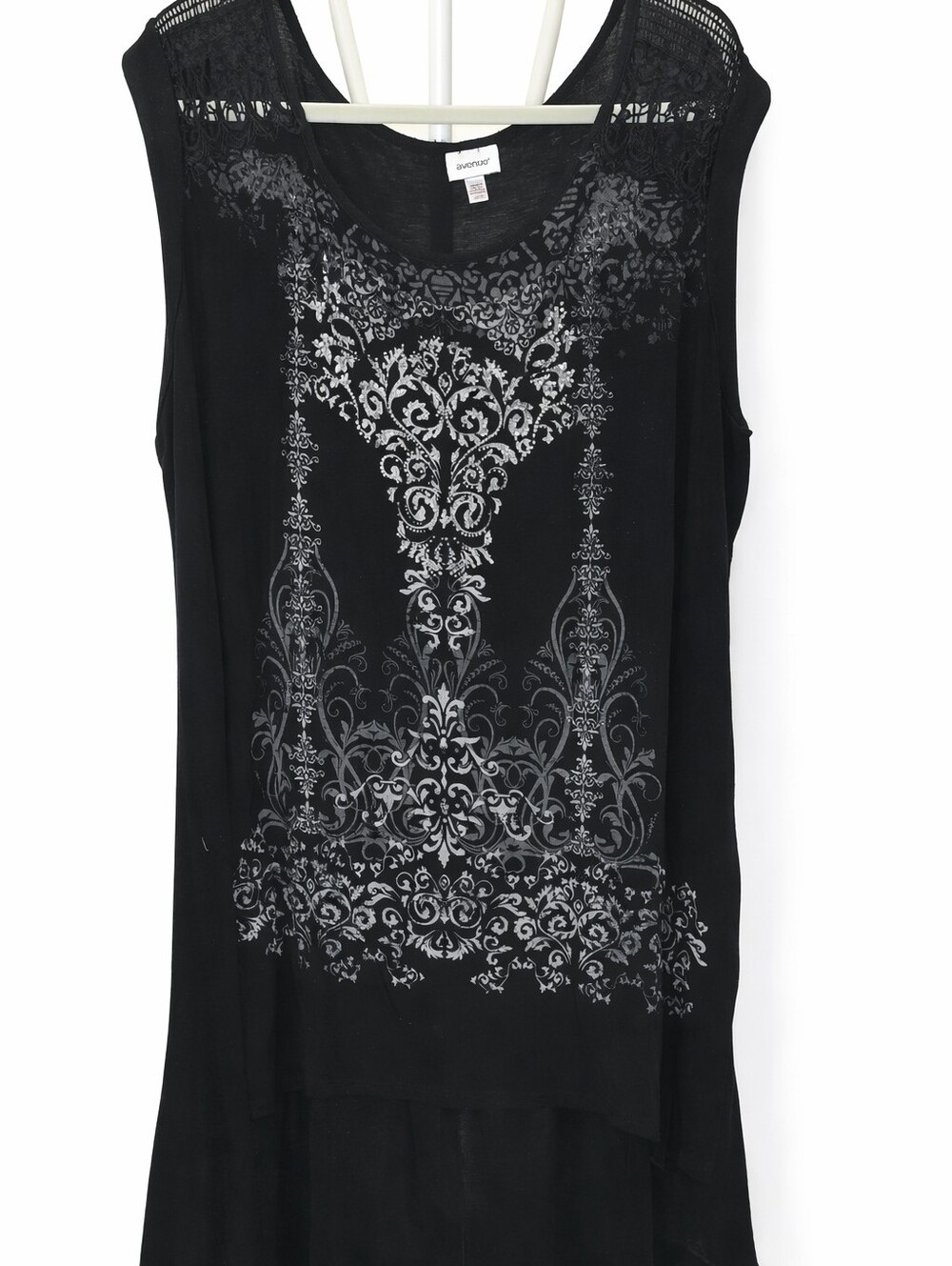 Whimsigoth Avenue Black Sleeveless Tunic with Silver Scroll Print - Picture 5 of 6